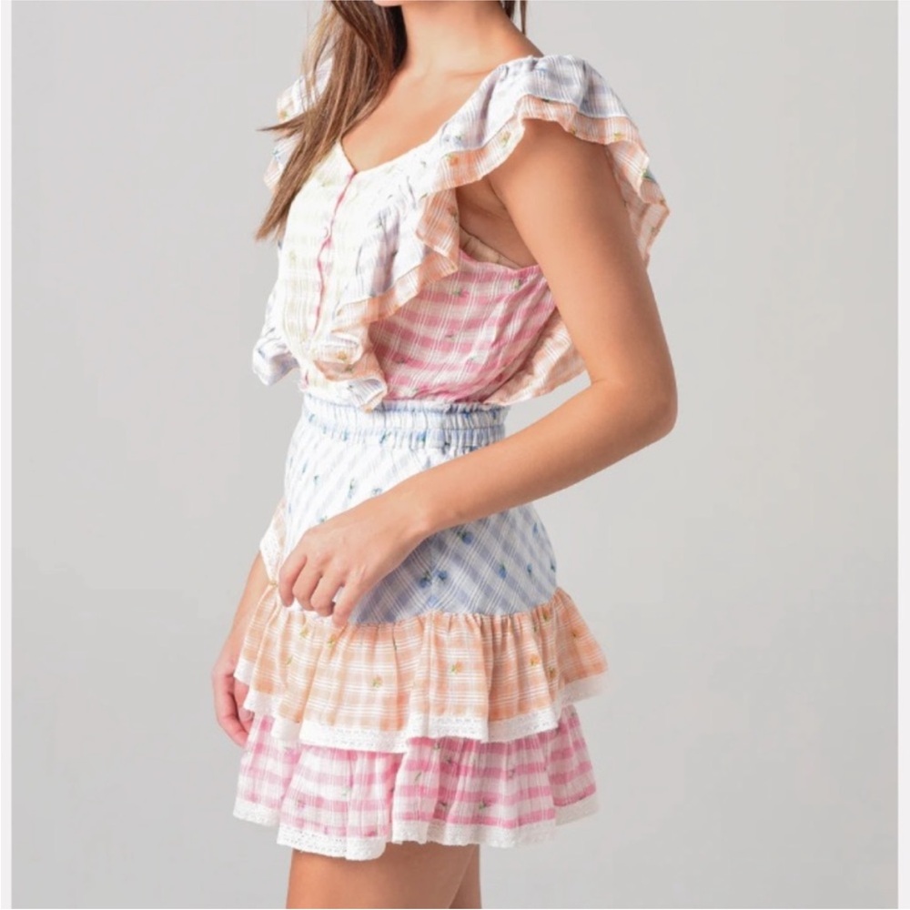 LoveShackFancy Leon Multicolor Ruffle Mini Dress - Picture 2 of 5